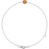 Round Natural Citrine Solitaire Link Bracelet In Gold & Platinum