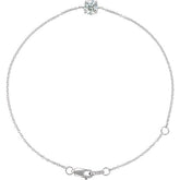 Round Natural White Sapphire Solitaire Link Bracelet In Silver