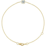 Round Natural White Sapphire Solitaire Link Bracelet In Gold & Platinum