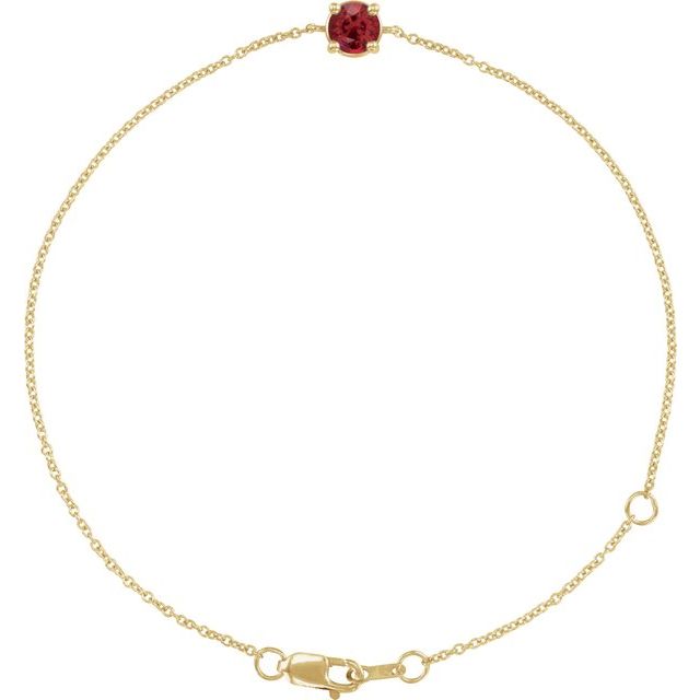 Round Lab-Grown Ruby Solitaire Link Bracelet In Gold & Platinum