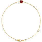 Round Lab-Grown Ruby Solitaire Link Bracelet In Gold & Platinum