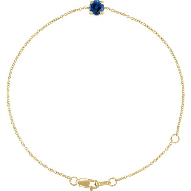 Round Natural Blue Sapphire Solitaire Link Bracelet In Gold & Platinum