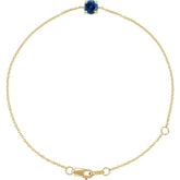 Round Natural Blue Sapphire Solitaire Link Bracelet In Gold & Platinum