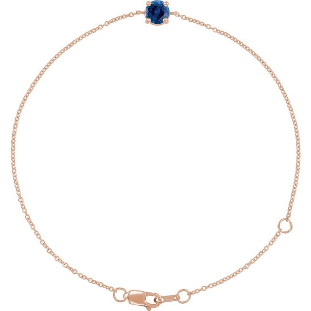 Round Lab-Grown Blue Sapphire Solitaire Link Bracelet In Gold & Platinum