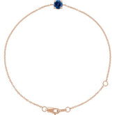 Round Lab-Grown Blue Sapphire Solitaire Link Bracelet In Gold & Platinum