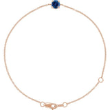 Round Lab-Grown Blue Sapphire Solitaire Link Bracelet In Gold & Platinum