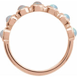 Round White Opal Cabochon Ring in Rose Gold