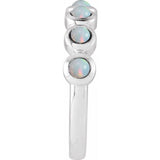 Round White Opal Cabochon Ring in Platinum