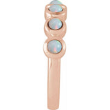 Round White Opal Cabochon Ring in Rose Gold