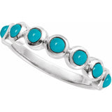 Round Turquoise Cabochon Ring in Gold and Platinum