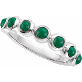 Round Emerald Cabochon Ring in White Gold