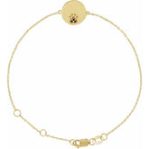 Round Natural Black Spinel Engravable Paw Print Bracelet In Gold & Platinum