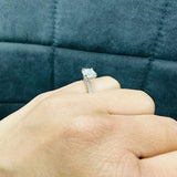 IGI Certified Round Cut Diamond Solitaire Engagement Ring with Side Stones in Platinum