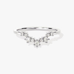 Round cut natural diamond curved wedding band