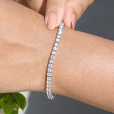 7.50Ct Natural Round Cut Diamond Tennis Bracelet in 9K White Gold | Prong Set Box Clasp