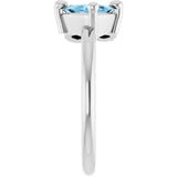 Trillion Sky Blue Topaz Cluster Ring in Gold and Platinum | 7x7x7mm