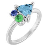 Trillion Sky Blue Topaz Cluster Ring in Gold and Platinum | 7x7x7mm