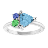 Trillion Sky Blue Topaz Cluster Ring in Gold and Platinum | 7x7x7mm
