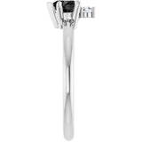 Heart Black Onyx Accented Ring with Diamond Accents in Platinum