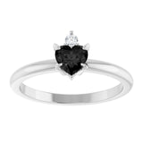 Heart Black Onyx Accented Ring with Diamond Accents in Platinum