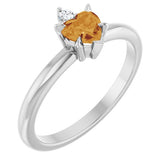 Heart Citrine Accented Ring with Diamond Accents in Platinum