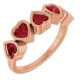 Heart Mozambique Garnet Stackable Ring in Gold and Platinum