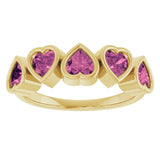 Heart Pink Tourmaline Stackable Ring in Gold and Platinum