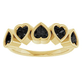 Heart Black Onyx Stackable Ring in Gold and Platinum
