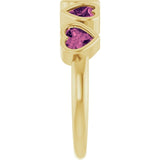 Heart Pink Tourmaline Stackable Ring in Gold and Platinum