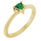 Trillion Emerald Accented Ring with Diamond Accents in Yellow Gold