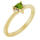 Trillion Peridot Accented Ring with Diamond Accents in Yellow Gold
