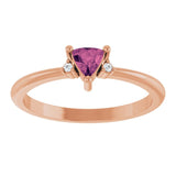 Trillion Pink Tourmaline & Diamond Accented Ring in Rose Gold