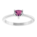 Trillion Pink Tourmaline & Diamond Accented Ring in White Gold