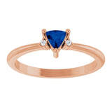 Trillion Lab-Grown Blue Sapphire & Diamond Ring in Rose Gold