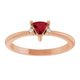 Trillion Lab-Grown Ruby & Diamond Accented Ring in Rose Gold