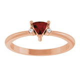 Trillion Mozambique Garnet & Diamond Accented Ring in Rose Gold