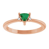 Trillion Emerald Accented Ring with Diamond Accents in Rose Gold