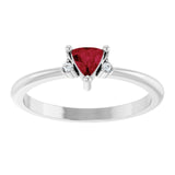 Trillion Ruby Accented Ring with Diamond Accents in White Gold
