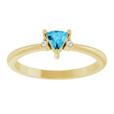 Trillion Aquamarine & Diamond Accented Ring in Yellow Gold