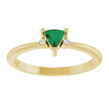Trillion Emerald Accented Ring with Diamond Accents in Yellow Gold