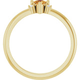 Trillion Citrine Accented Ring with Diamond Accents in Yellow Gold
