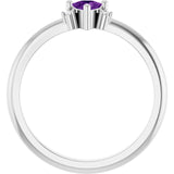 Trillion Amethyst Accented Ring with Diamond Accents in White Gold