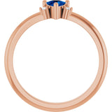 Trillion Lab-Grown Blue Sapphire & Diamond Ring in Rose Gold