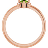 Trillion Peridot Accented Ring with Diamond Accents in Rose Gold