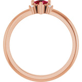 Trillion Lab-Grown Ruby & Diamond Accented Ring in Rose Gold