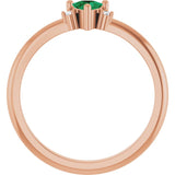 Trillion Emerald Accented Ring with Diamond Accents in Rose Gold
