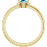 Trillion Aquamarine & Diamond Accented Ring in Yellow Gold