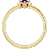 Trillion Amethyst & Diamond Accented Ring in Yellow Gold | 4x4x4mm