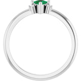 Trillion Lab-Grown Emerald & Diamond Accented Ring in White Gold
