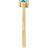 Trillion Aquamarine & Diamond Accented Ring in Yellow Gold